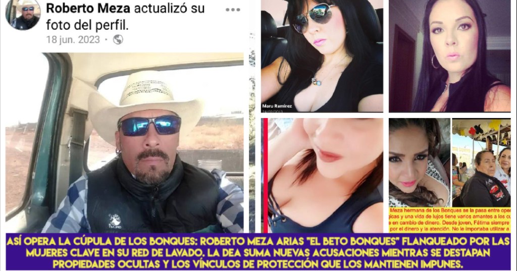 Así opera la cúpula de Los Bonques: Roberto Meza «El Beto Bonques» flanqueado por las mujeres clave en su red de lavado. 